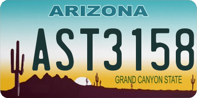 AZ license plate AST3158