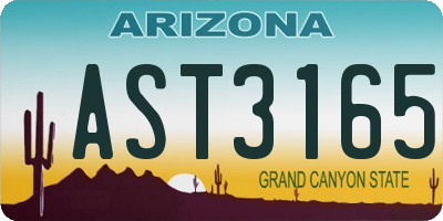 AZ license plate AST3165
