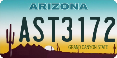 AZ license plate AST3172
