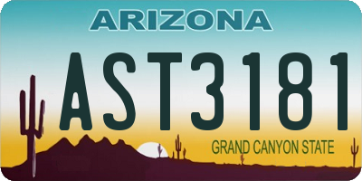 AZ license plate AST3181