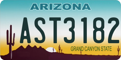 AZ license plate AST3182