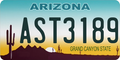 AZ license plate AST3189