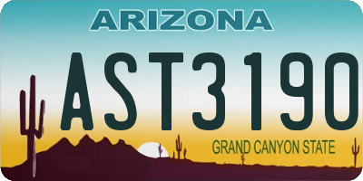 AZ license plate AST3190