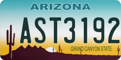 AZ license plate AST3192