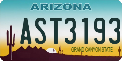 AZ license plate AST3193