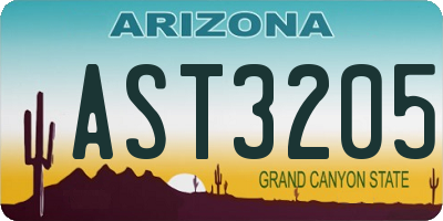 AZ license plate AST3205