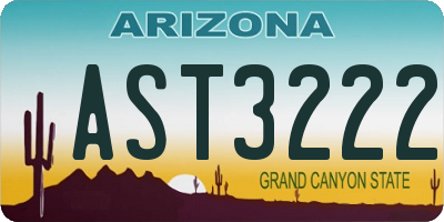 AZ license plate AST3222