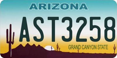 AZ license plate AST3258