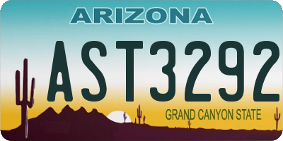 AZ license plate AST3292