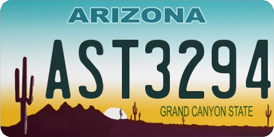 AZ license plate AST3294
