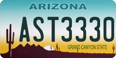 AZ license plate AST3330