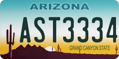 AZ license plate AST3334