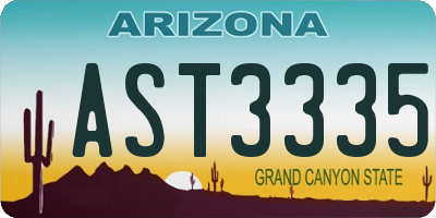 AZ license plate AST3335