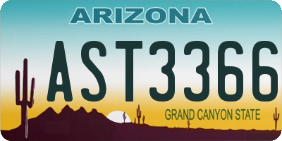 AZ license plate AST3366