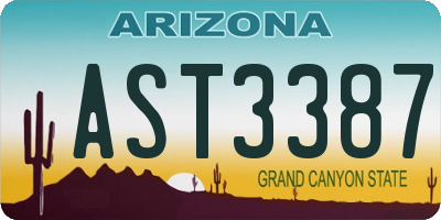 AZ license plate AST3387
