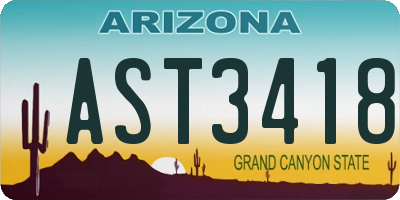 AZ license plate AST3418
