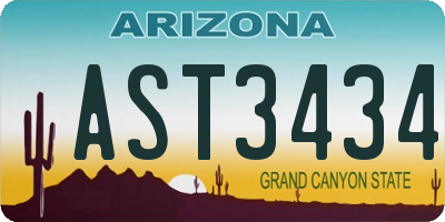 AZ license plate AST3434