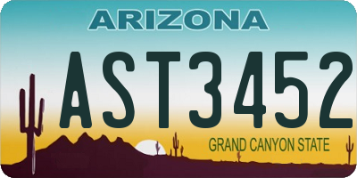 AZ license plate AST3452