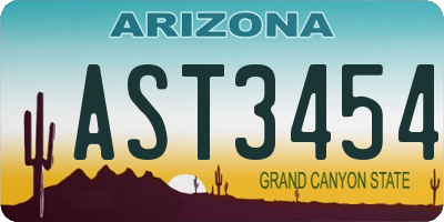 AZ license plate AST3454