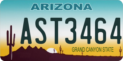 AZ license plate AST3464