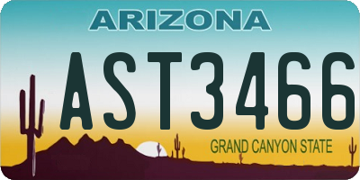 AZ license plate AST3466