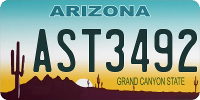 AZ license plate AST3492