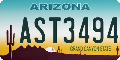 AZ license plate AST3494