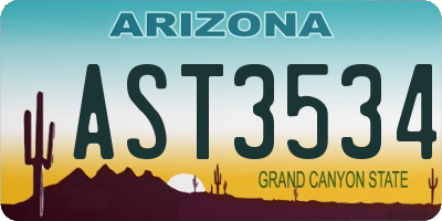 AZ license plate AST3534