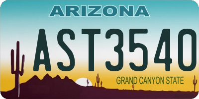 AZ license plate AST3540