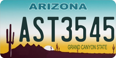 AZ license plate AST3545