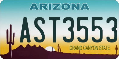AZ license plate AST3553