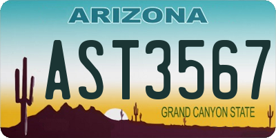 AZ license plate AST3567