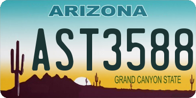 AZ license plate AST3588