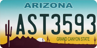 AZ license plate AST3593