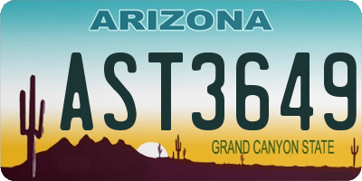 AZ license plate AST3649
