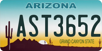 AZ license plate AST3652