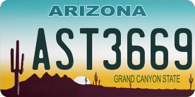 AZ license plate AST3669