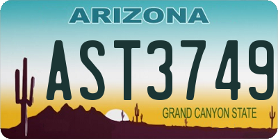 AZ license plate AST3749