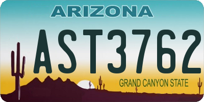 AZ license plate AST3762