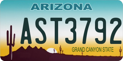 AZ license plate AST3792