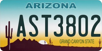 AZ license plate AST3802