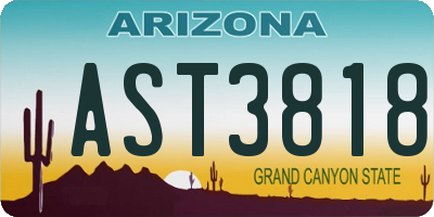 AZ license plate AST3818
