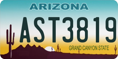 AZ license plate AST3819
