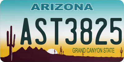 AZ license plate AST3825