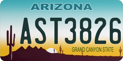 AZ license plate AST3826