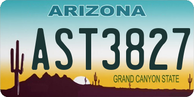 AZ license plate AST3827