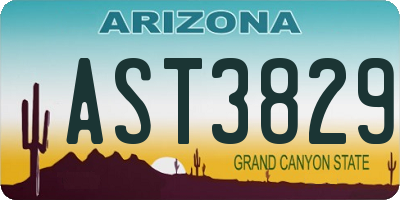 AZ license plate AST3829