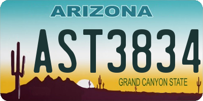 AZ license plate AST3834