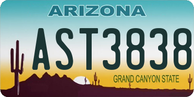AZ license plate AST3838