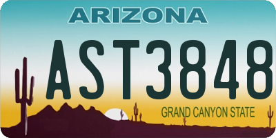 AZ license plate AST3848